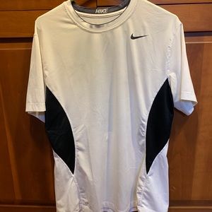 Nike Pro Shirt Adult Small Short Sleeve White Fitted Dri-Fit Mesh Panel